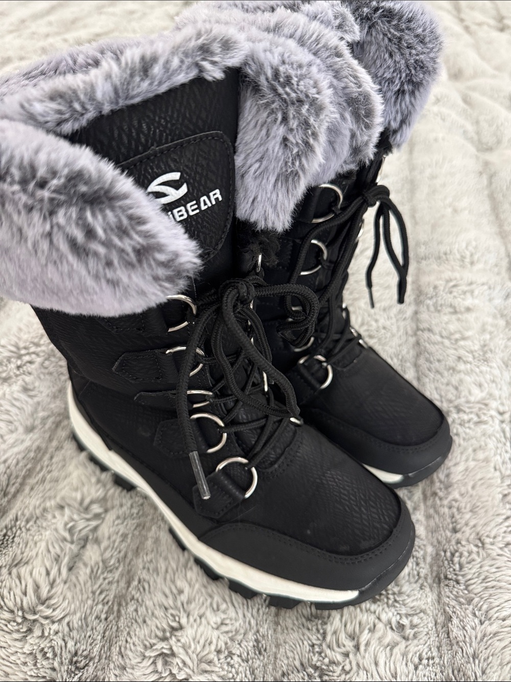 HOBIBEAR Waterproof Winter Snow Boots Faux Fur Lined - Kids 4
